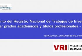 Reglamento del Registro Nacional de Trabajos de Investigación para optar grados académicos y títulos profesionales – RENATI